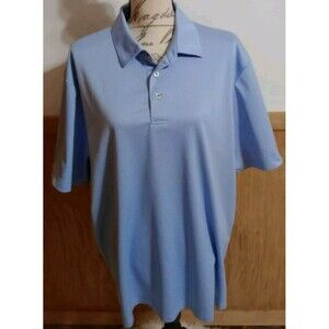 Roundtree & Yorke Men's XL Performance SS Blue Polo Shirt Patterned Golf GUC
